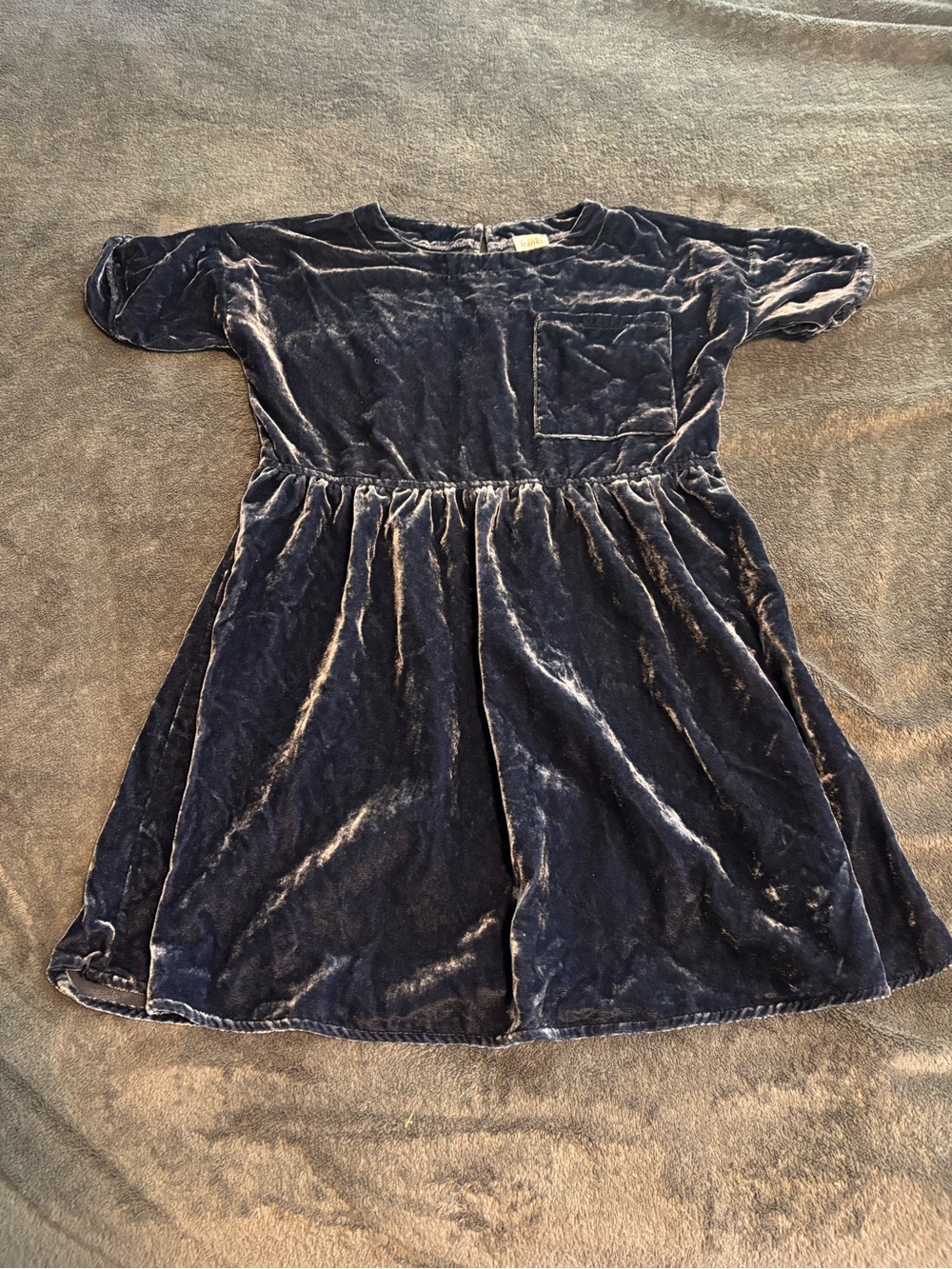 Francesca's Collections Girls Navy Velvet Pocket Dress